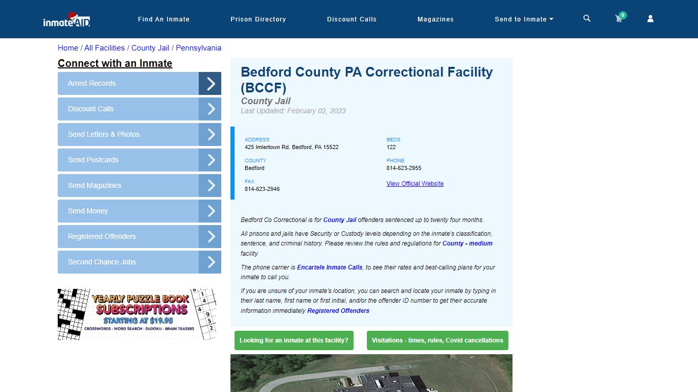 Bedford County PA Correctional Facility (BCCF) - Inmate Locator ...